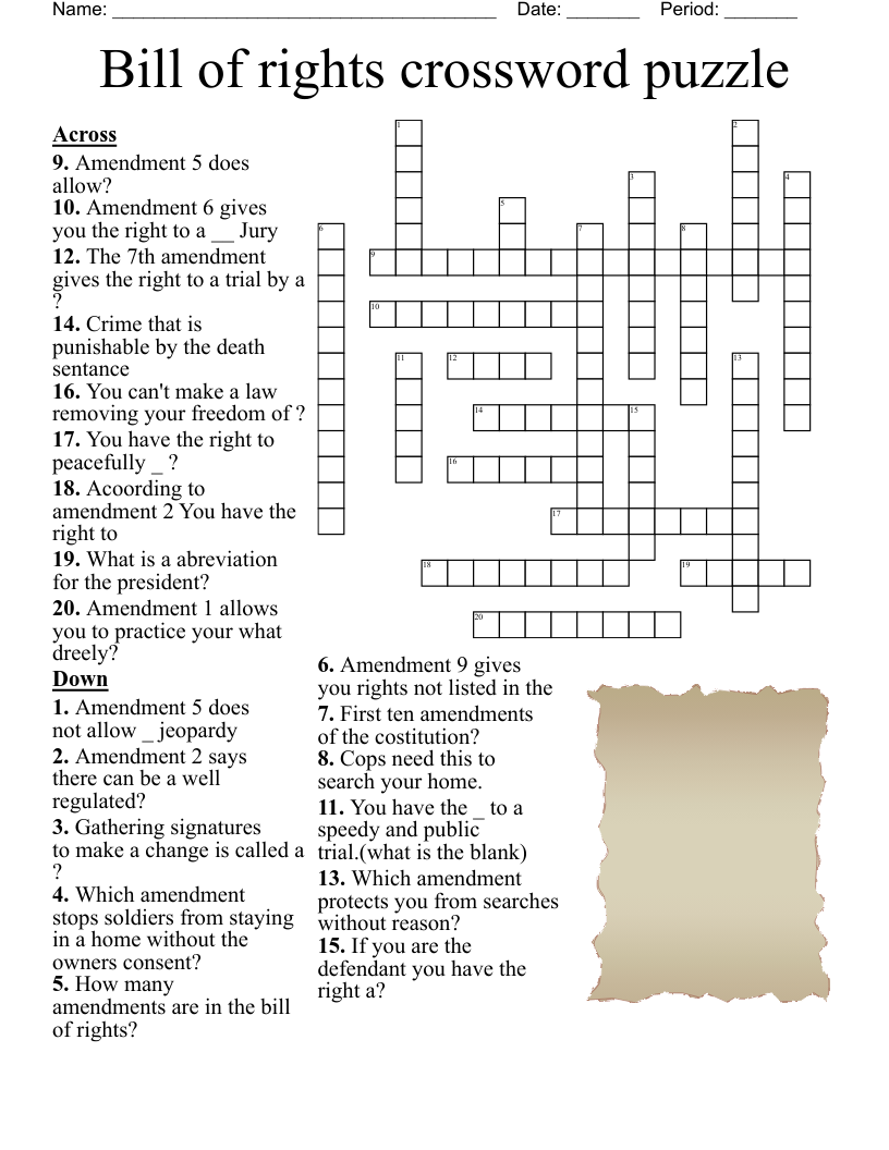 Bill Of Rights Worksheet WordMint Bill Of Rights Worksheet WordMint