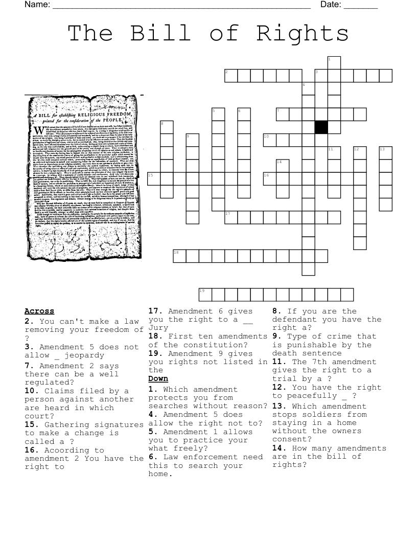 Bill Of Rights Worksheet WordMint Bill Of Rights Worksheet WordMint