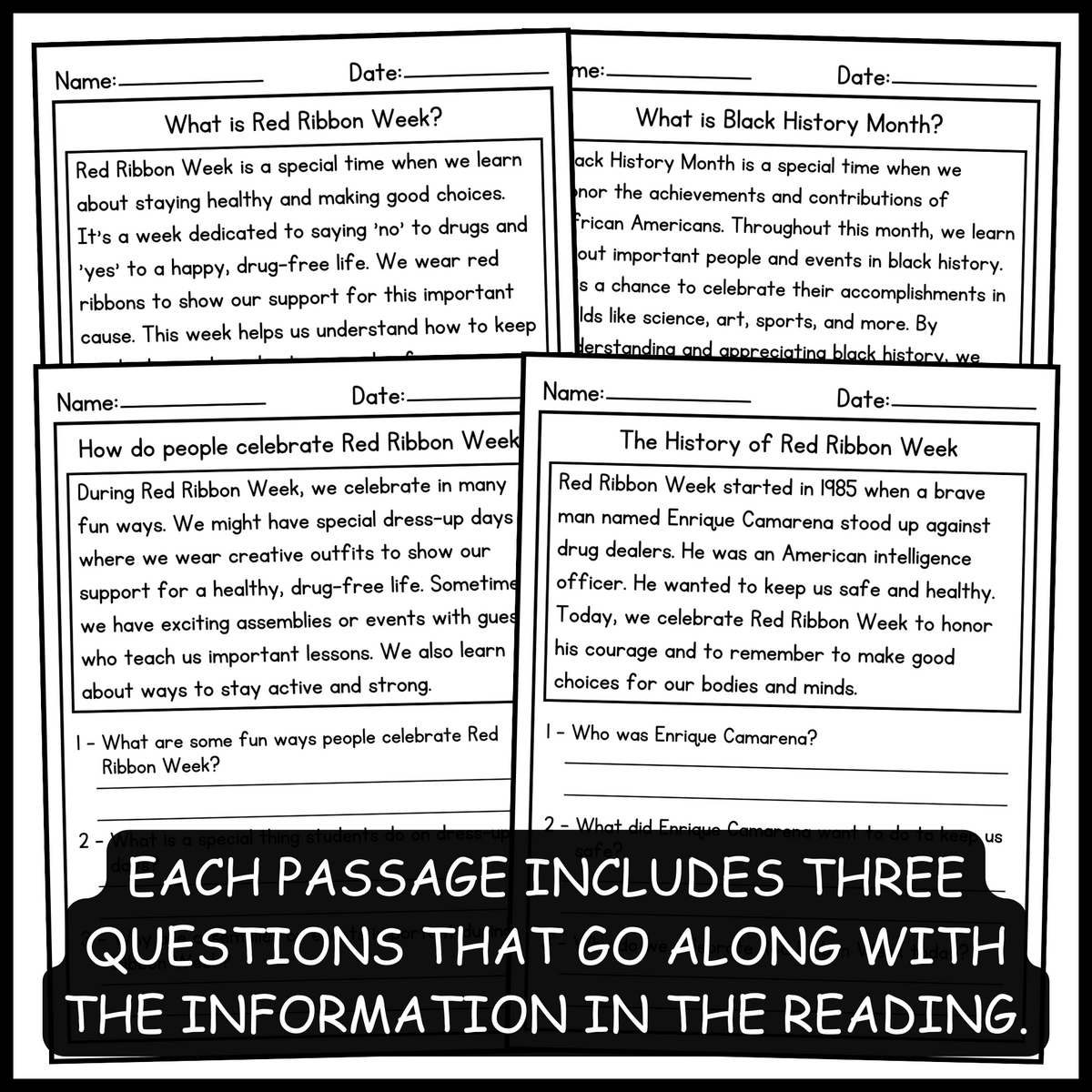 Black History Month Reading Comprehension Passages And Questions Black History Month Activities Made By Teachers
