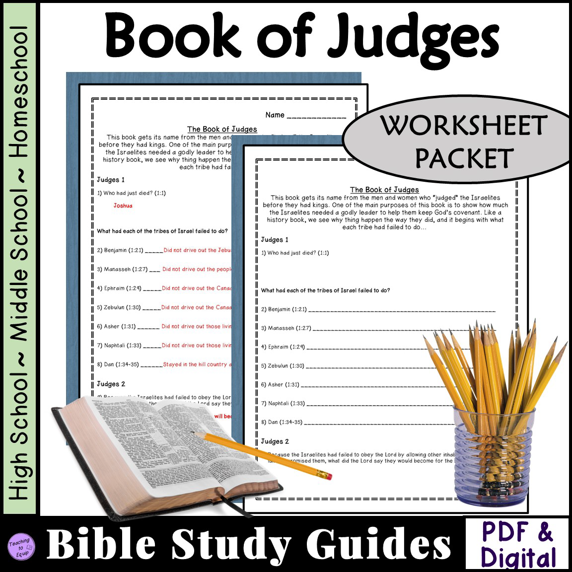 Book Of Judges Bible Study Questions Worksheet Packet Made By Teachers Book Of Judges Bible Study Questions Worksheet Packet Made By Teachers