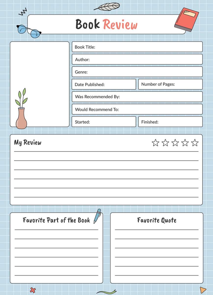 Download Printable Rating Stars Book Review Template PDF