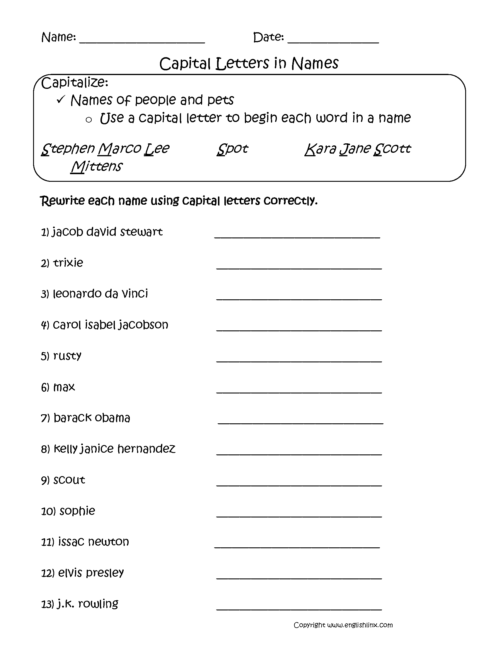 Capitalization Worksheets Free Printable Grammar Practice Capitalization Worksheets Free Printable Grammar Practice
