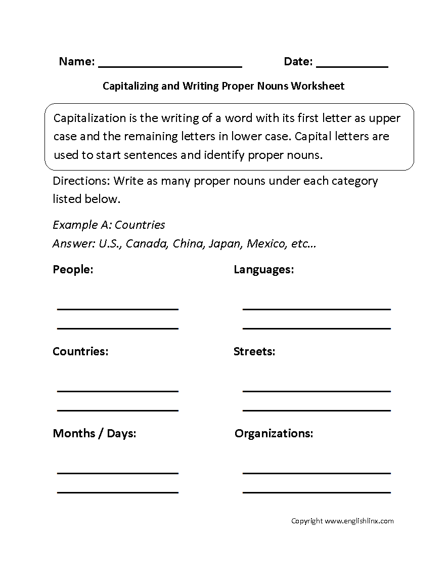 Capitalization Worksheets Free Printable Grammar Practice