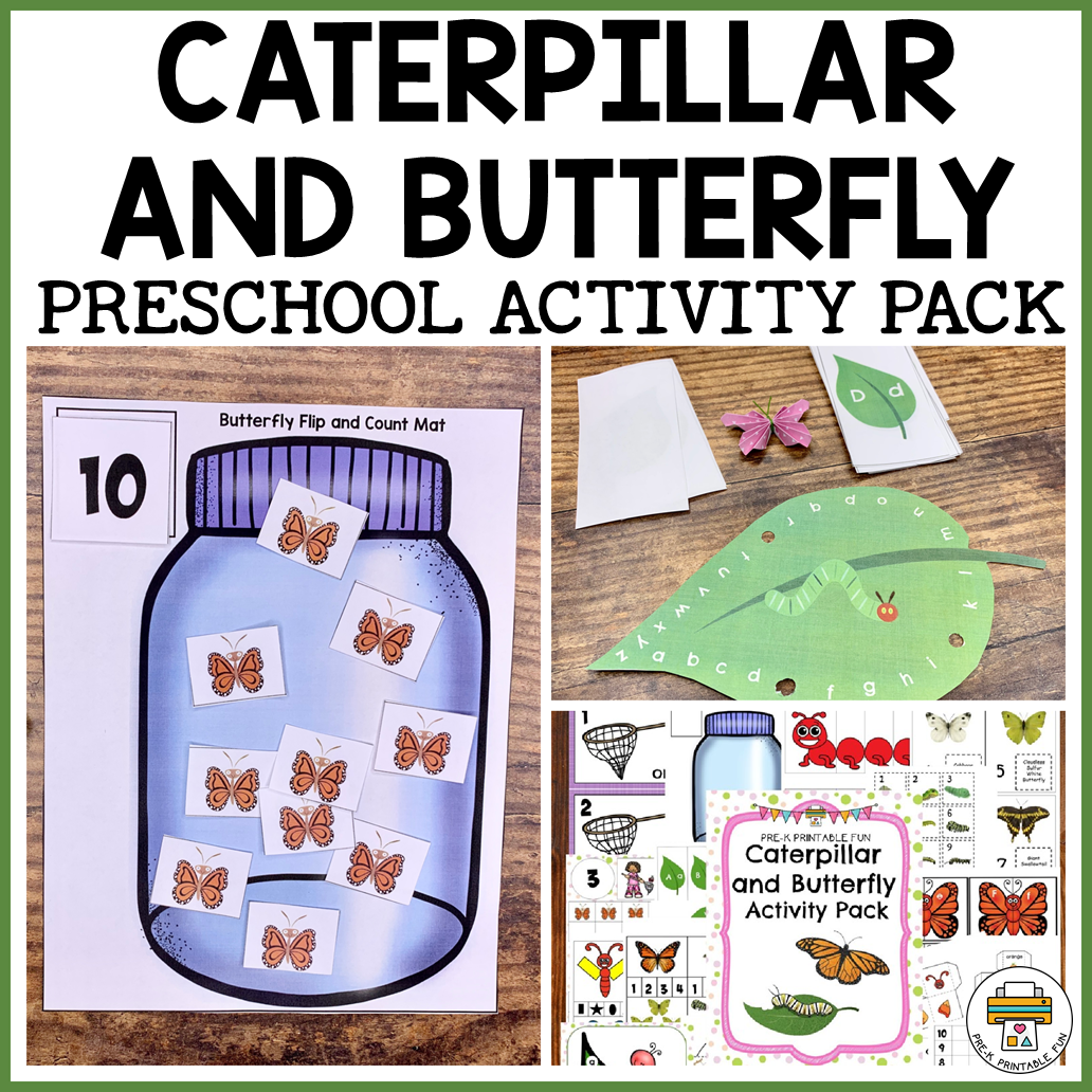 Caterpillars And Butterflies Activity Pack Pre K Printable Fun 16 Pages Of Caterpillar And Butterfly Themed Printables Math English And Art Made By Teachers