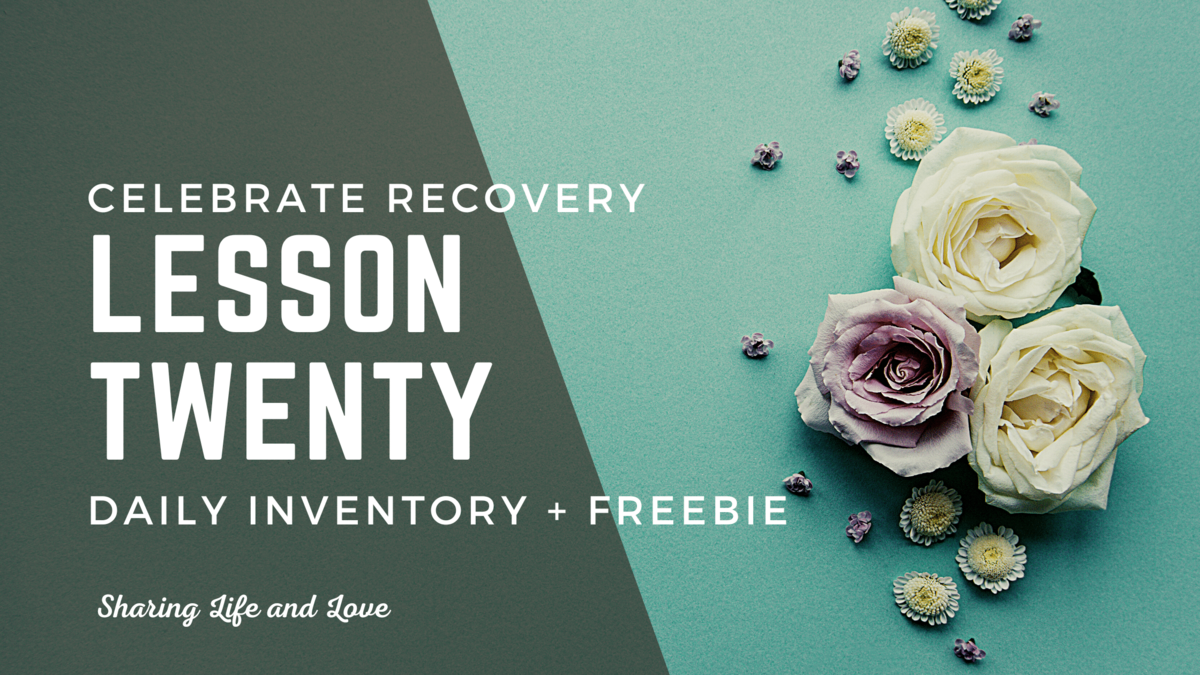 Celebrate Recovery Lesson 20 Daily Inventory Free Worksheet Sharing Life And Love Celebrate Recovery Bingo WordMint