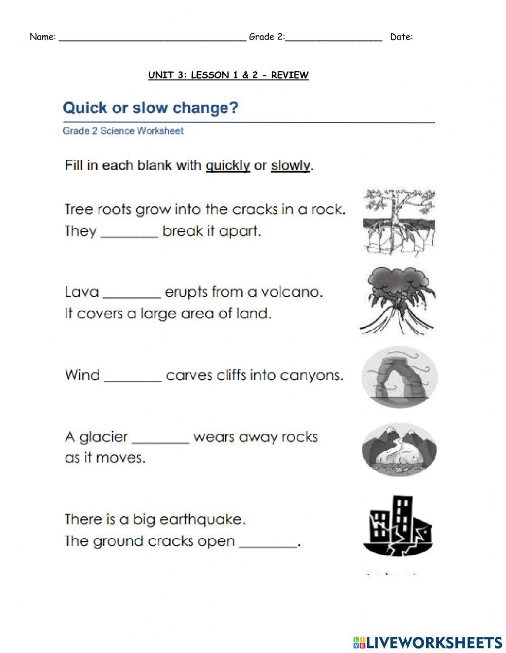 Fast And Slow Changes To Earths Surface Worksheet Puzzle Worksheets Library