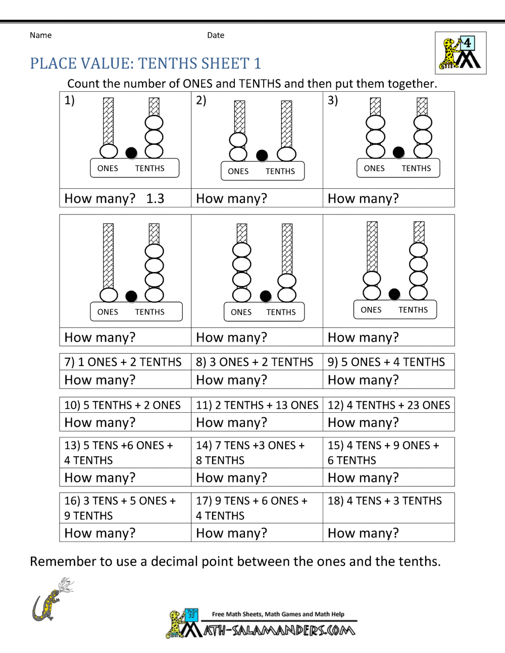 Changing Decimal Fractions Into Decimals Worksheet 4th Grade 4 NF 6 Worksheets Library Changing Decimal Fractions Into Decimals Worksheet 4th Grade 4 NF 6 Worksheets Library