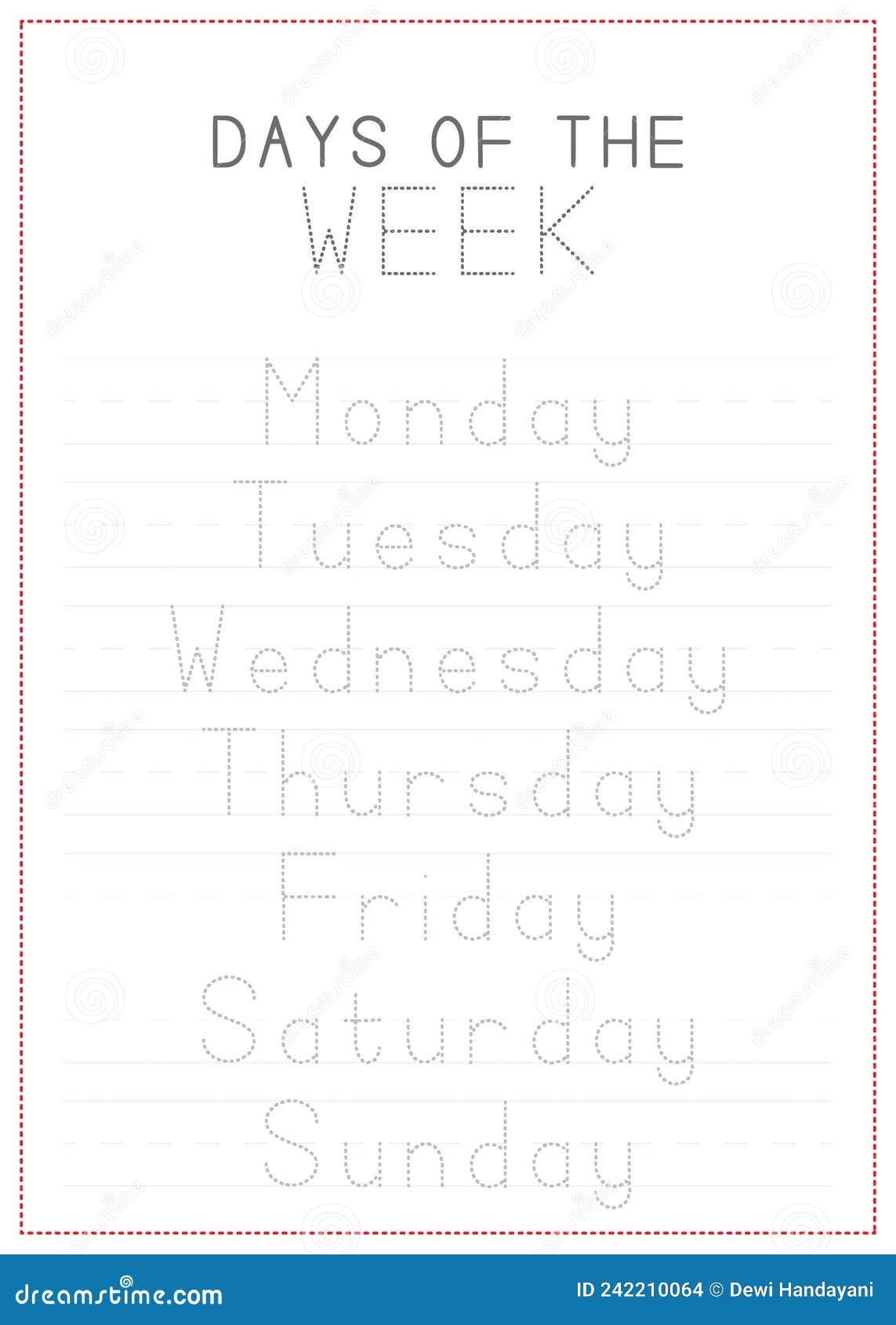 Children Tracing Printable Days Of The Week Stock Vector Illustration Of Monday Black 242210064 Children Tracing Printable Days Of The Week Stock Vector Illustration Of Monday Black 242210064
