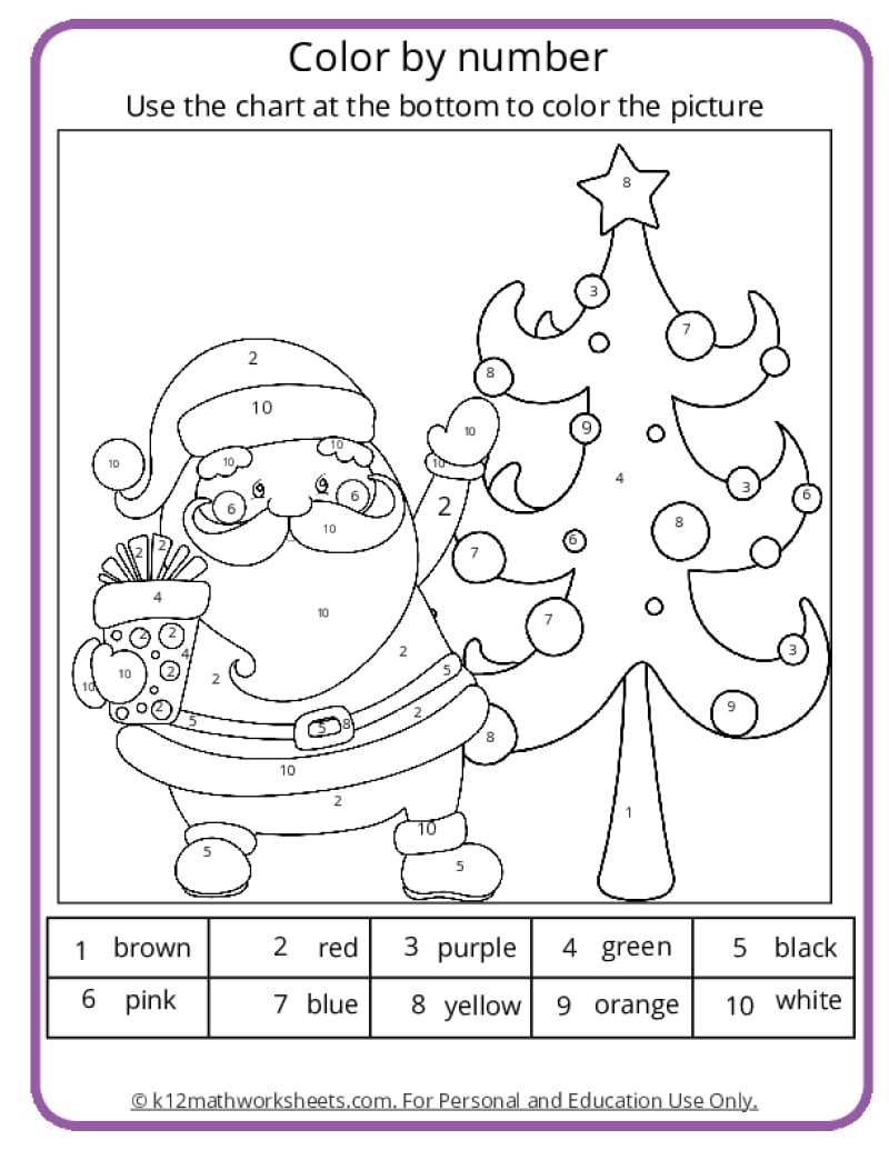 Christmas Color By Number Pages Christmas Color By Number Pages