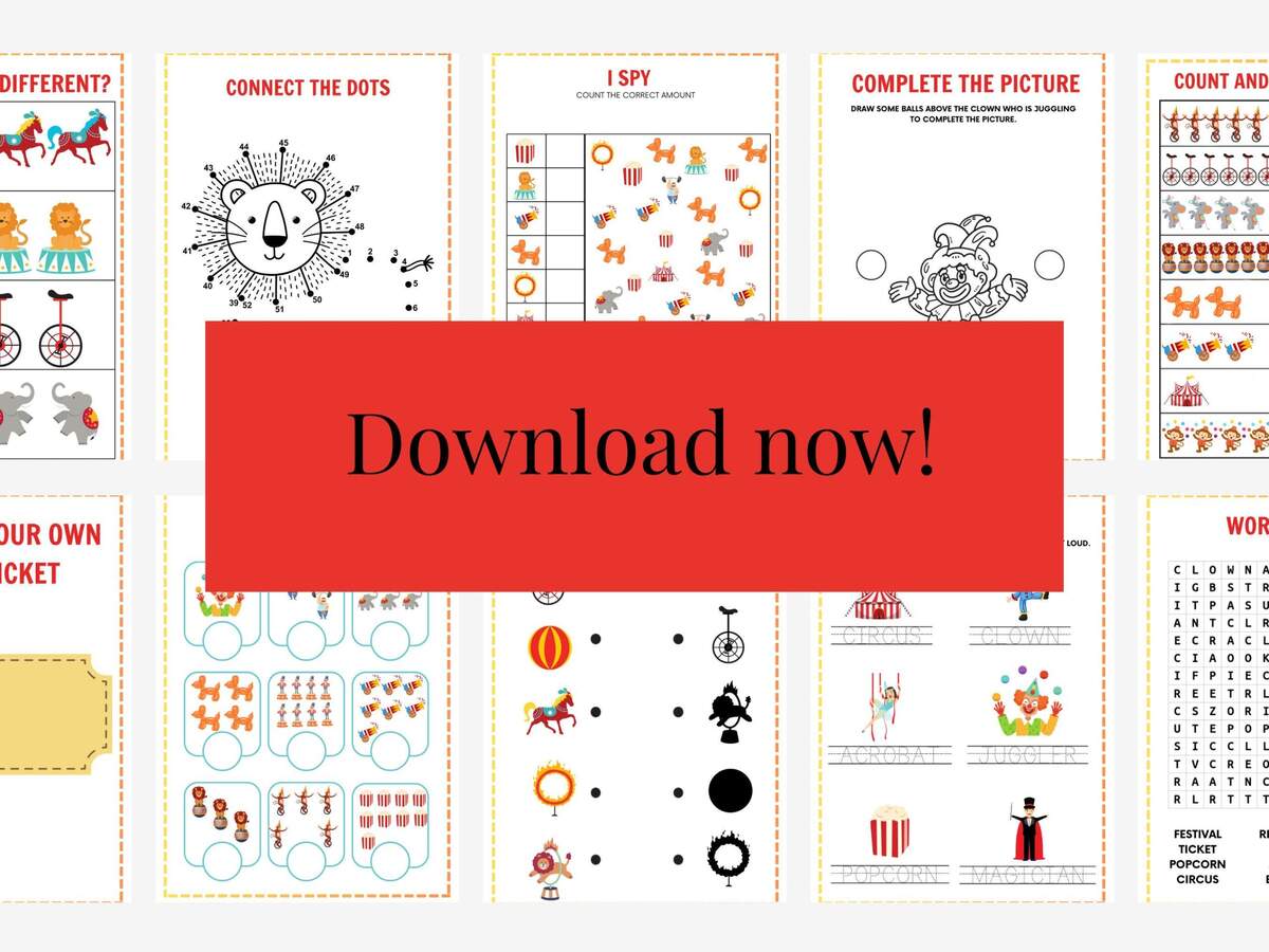 Circus Activity Book For Kids 3 To 5 Years Circus Themed Activity Games And Worksheets For Children Colouring Pages PDF Instant Download Etsy Australia 25 Circus Coloring Pages 100 Free Printables