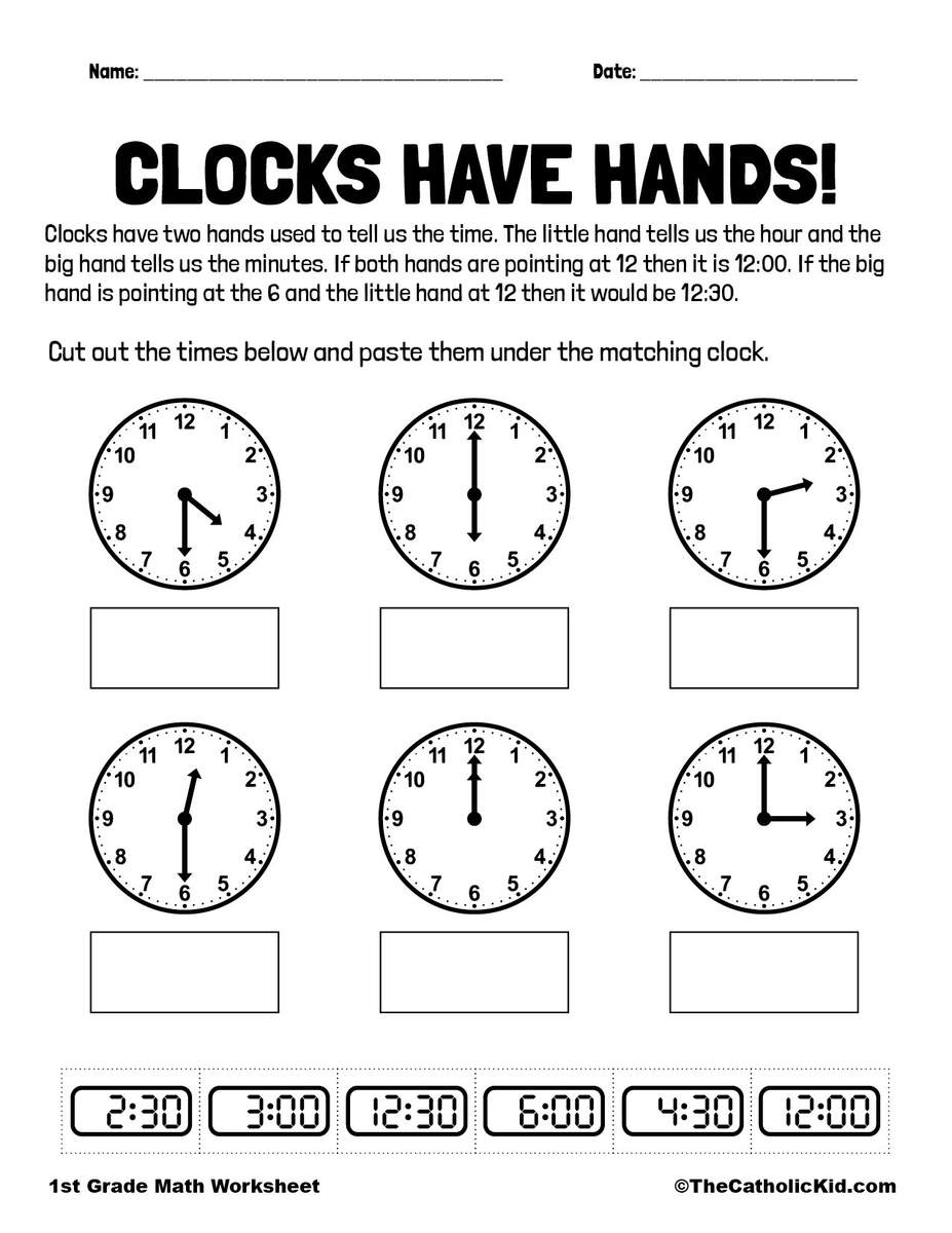 Clocks Time Worksheet TheCatholicKid