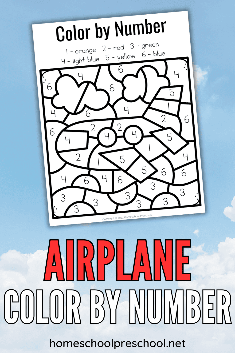 Color By Number Airplane Worksheet For Preschoolers Color By Number Airplane Worksheet For Preschoolers