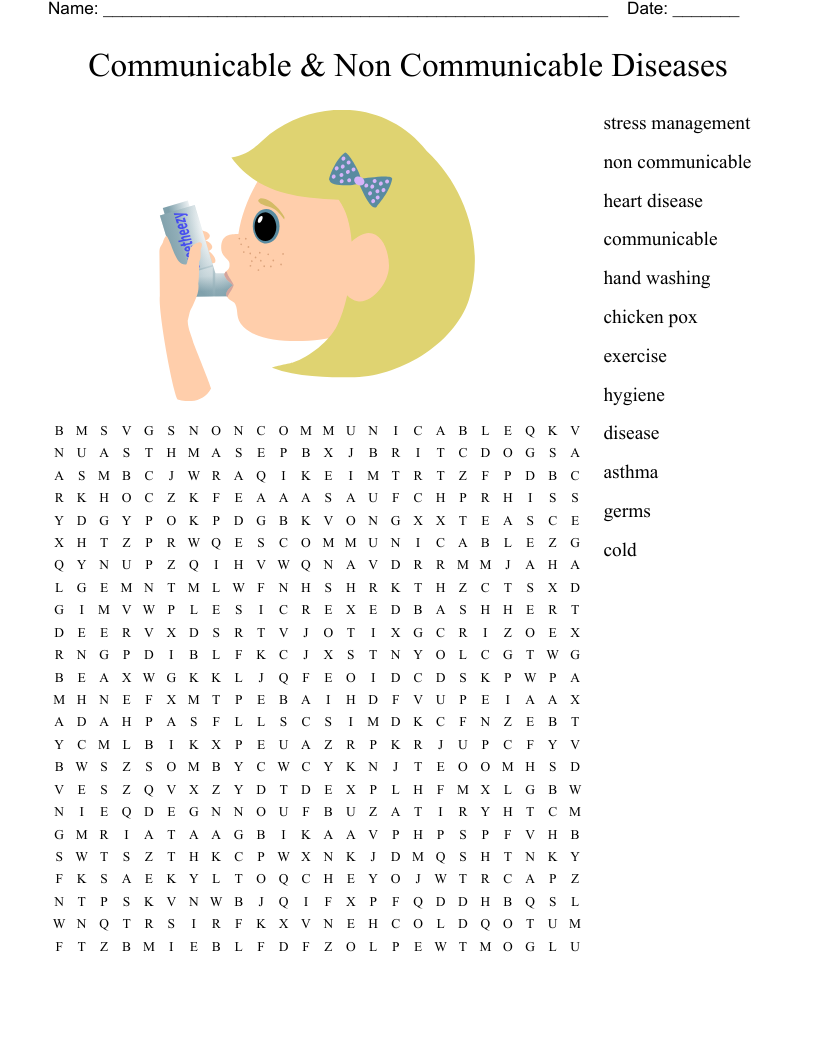 Communicable Non Communicable Diseases Word Search WordMint Communicable Non Communicable Diseases Word Search WordMint