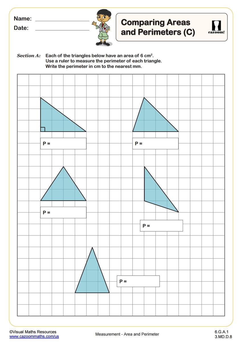 Comparing Areas And Perimeters C PDF Printable Measurement Worksheets Cazoom Math Comparing Areas And Perimeters C PDF Printable Measurement Worksheets Cazoom Math