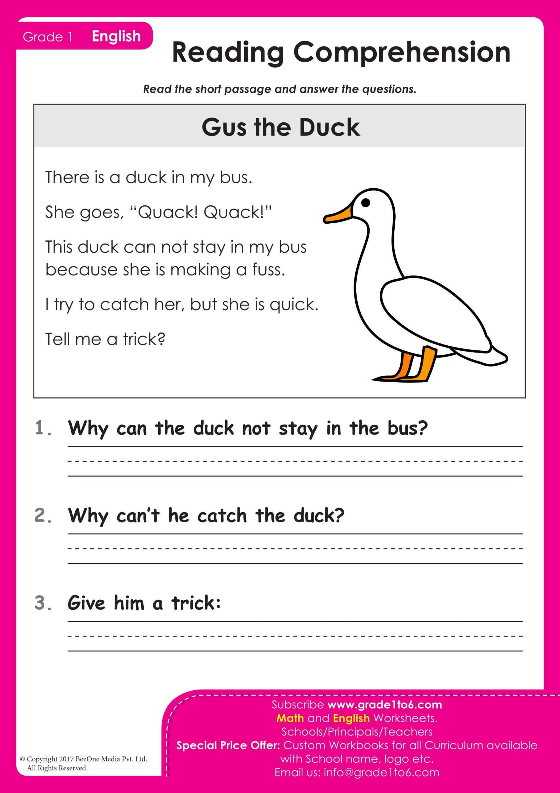 Comprehension For Class 1 Grade1to6 15 First Grade Reading Comprehension Worksheets Free PDF At Worksheeto