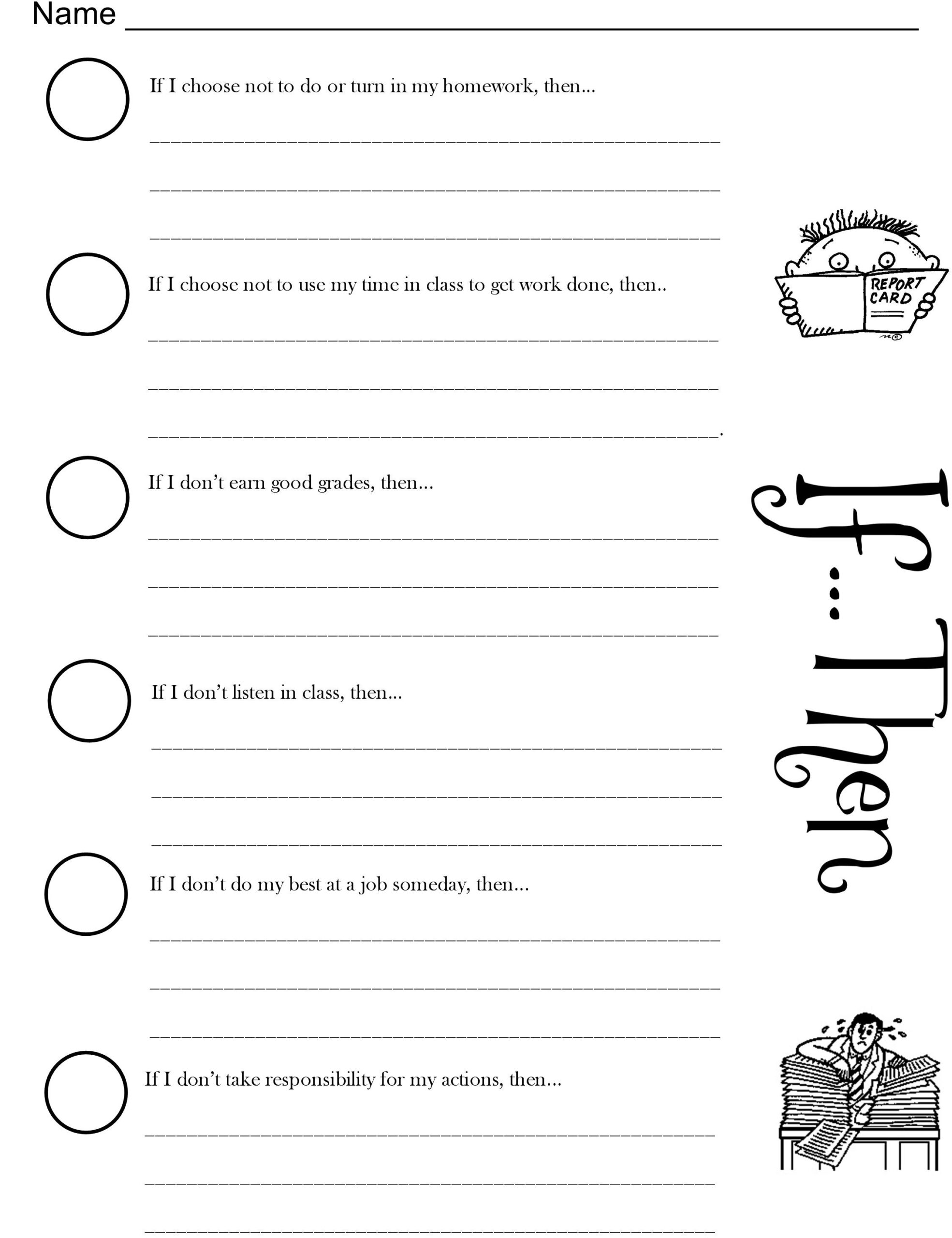 Consequence Worksheet Understanding Outcomes And Choices