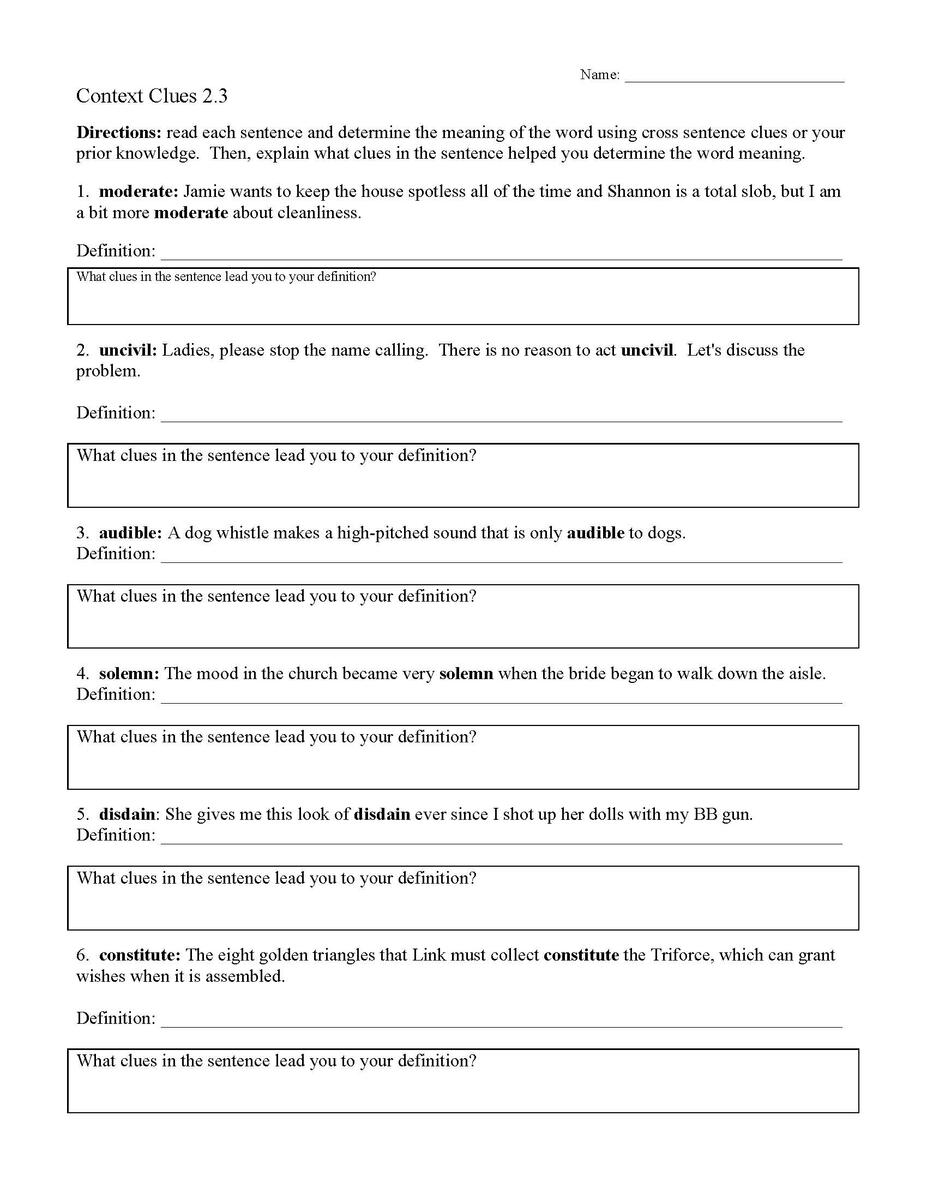 Context Clues Worksheets Ereading Worksheets Context Clues Worksheets Ereading Worksheets