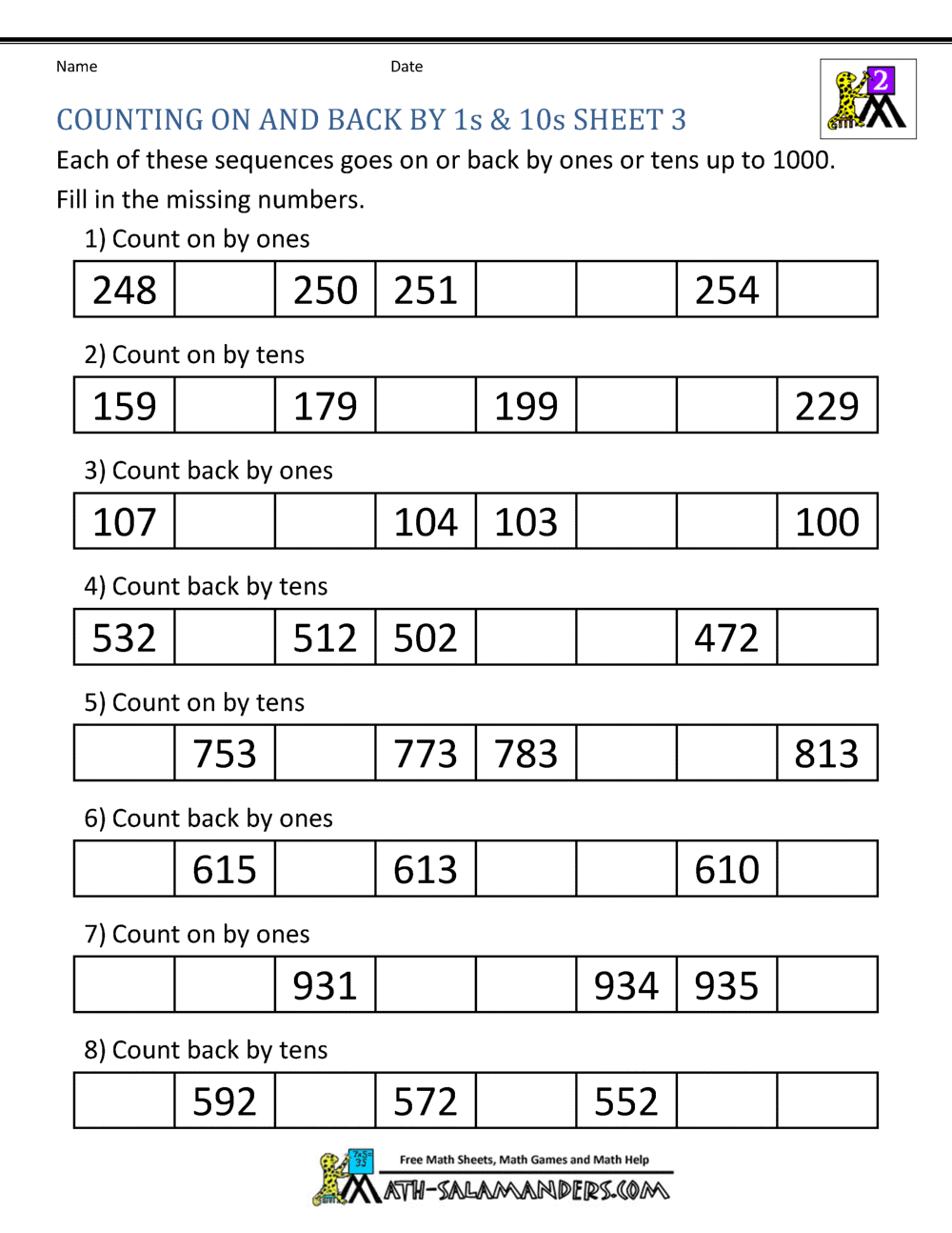 Count By Tens Worksheets Count By Tens Worksheets