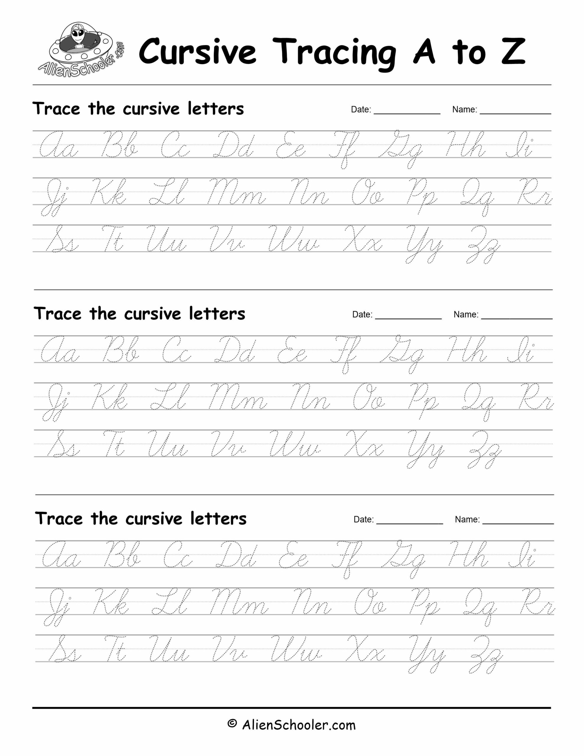 Cursive Alphabet Tracing Worksheet Printable Trace The Cursive Alphabet Cursive Practice Letter Tracing Tracing Worksheets Etsy Hong Kong