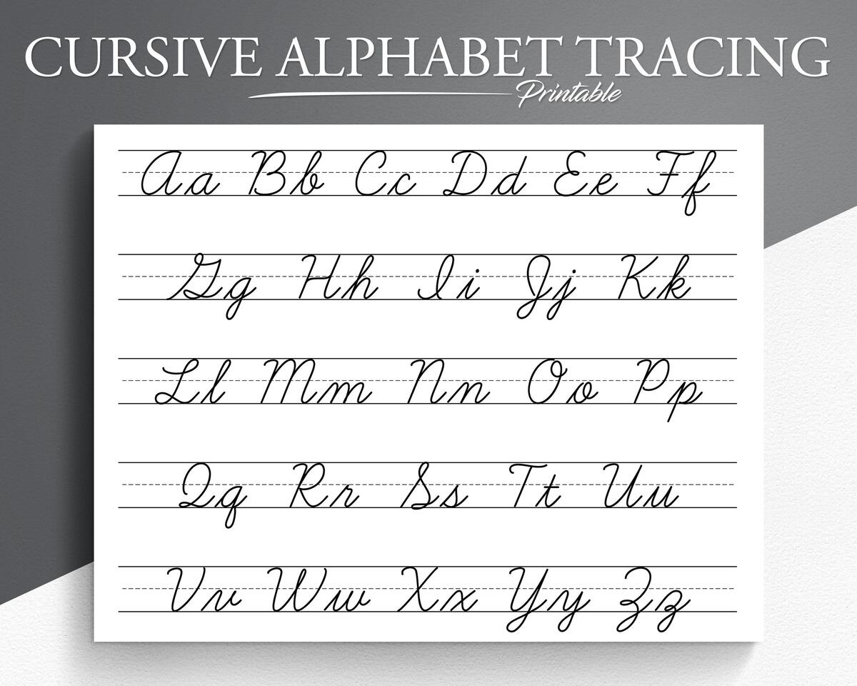 Cursive Alphabet Tracing Worksheet Printable Trace The Cursive Alphabet Cursive Practice Letter Tracing Tracing Worksheets Etsy Hong Kong