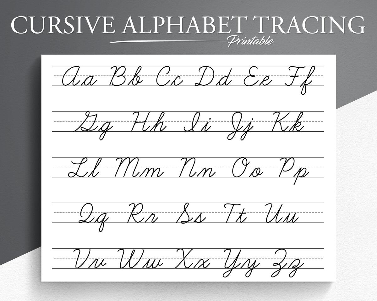 Cursive Alphabet Tracing Worksheet Printable Trace The Cursive Alphabet Cursive Practice Letter Tracing Tracing Worksheets Etsy Hong Kong