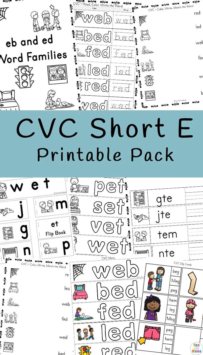 CVC Short E Words Worksheets Fun With Mama CVC Short E Words Worksheets Fun With Mama