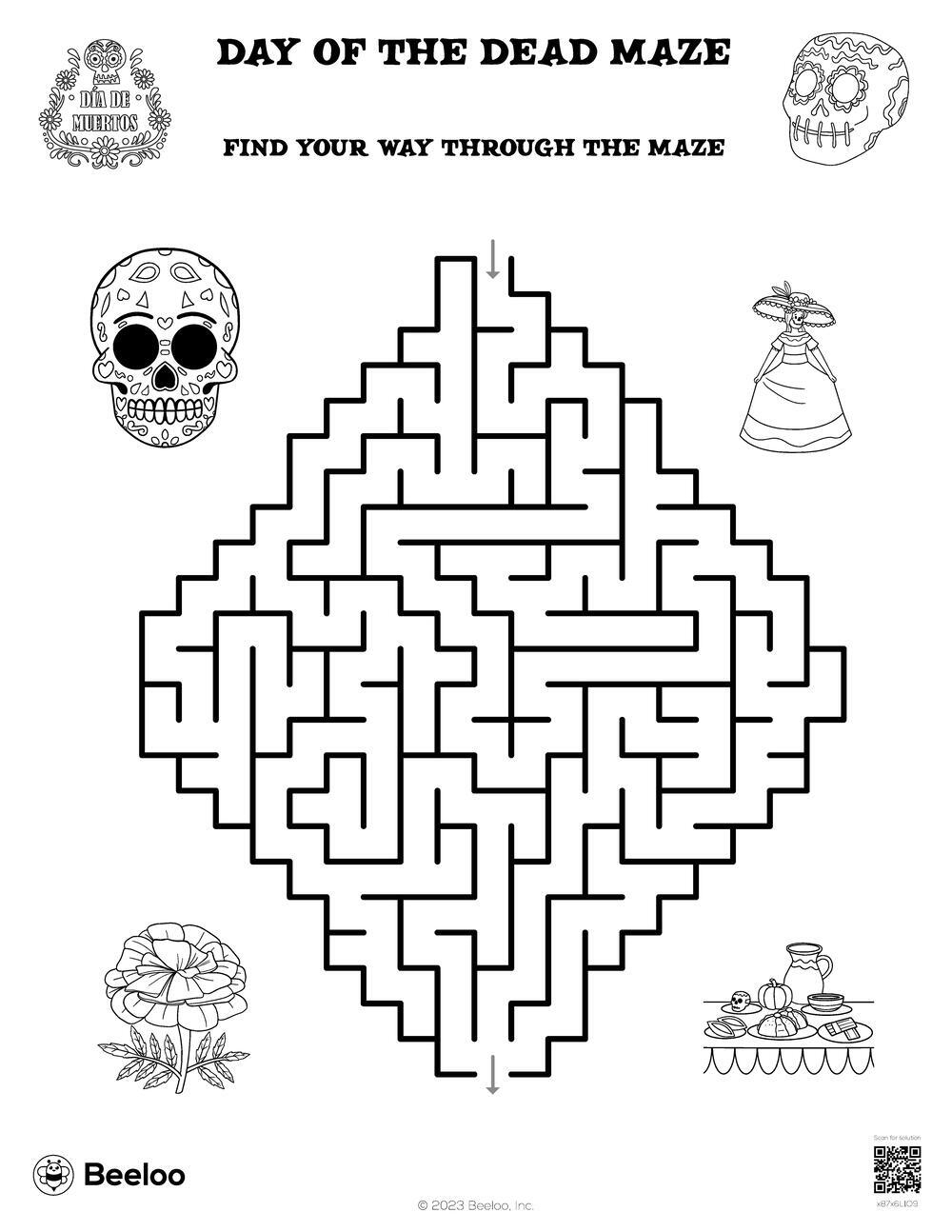 Day Of The Dead Maze Beeloo Printable Crafts And Activities For Kids