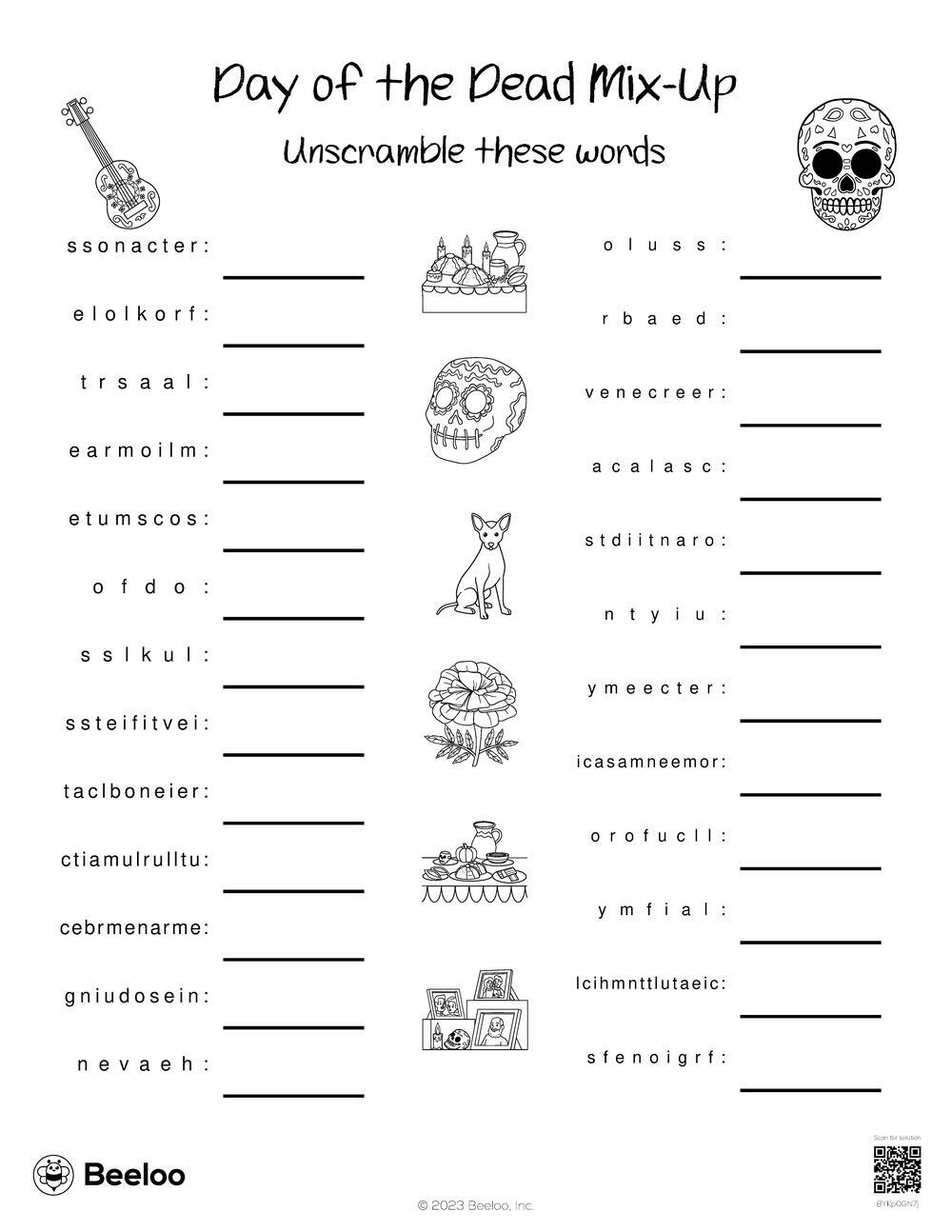 Day Of The Dead Mix Up Beeloo Printable Crafts And Activities For Kids Day Of The Dead Mix Up Beeloo Printable Crafts And Activities For Kids