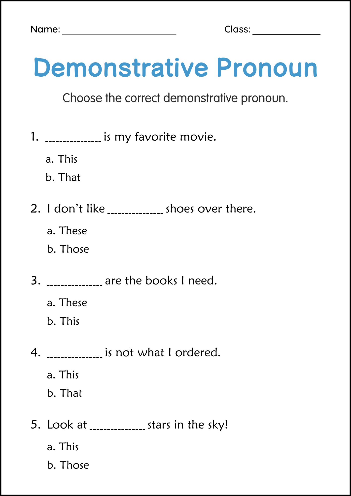 Demonstrative Pronouns Grammar Activity Worksheets Grade 1 2 3 Made By Teachers Demonstrative Pronouns Grammar Activity Worksheets Grade 1 2 3 Made By Teachers
