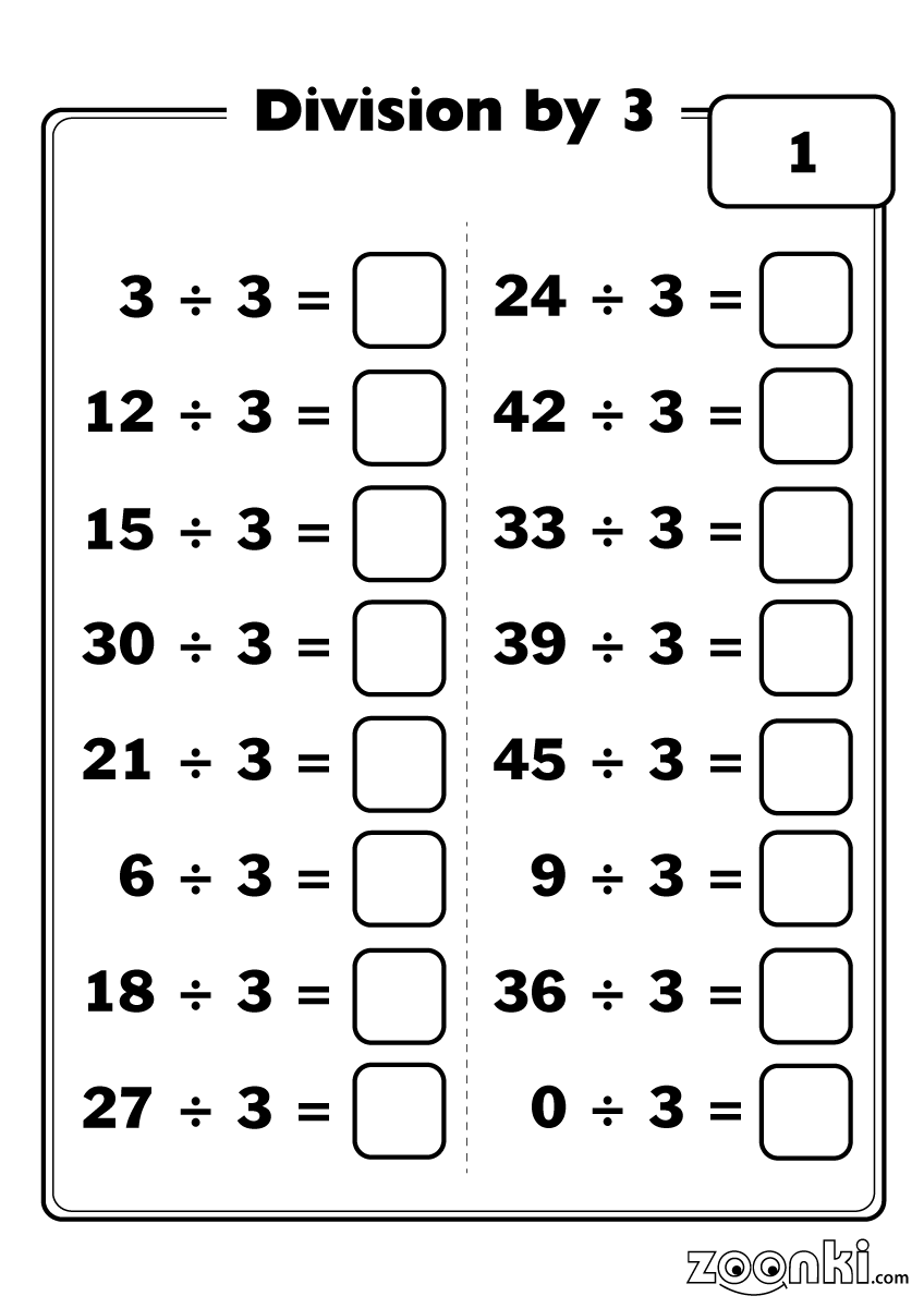 Dividing By 3 Division Exercises Zoonki Worksheets Library