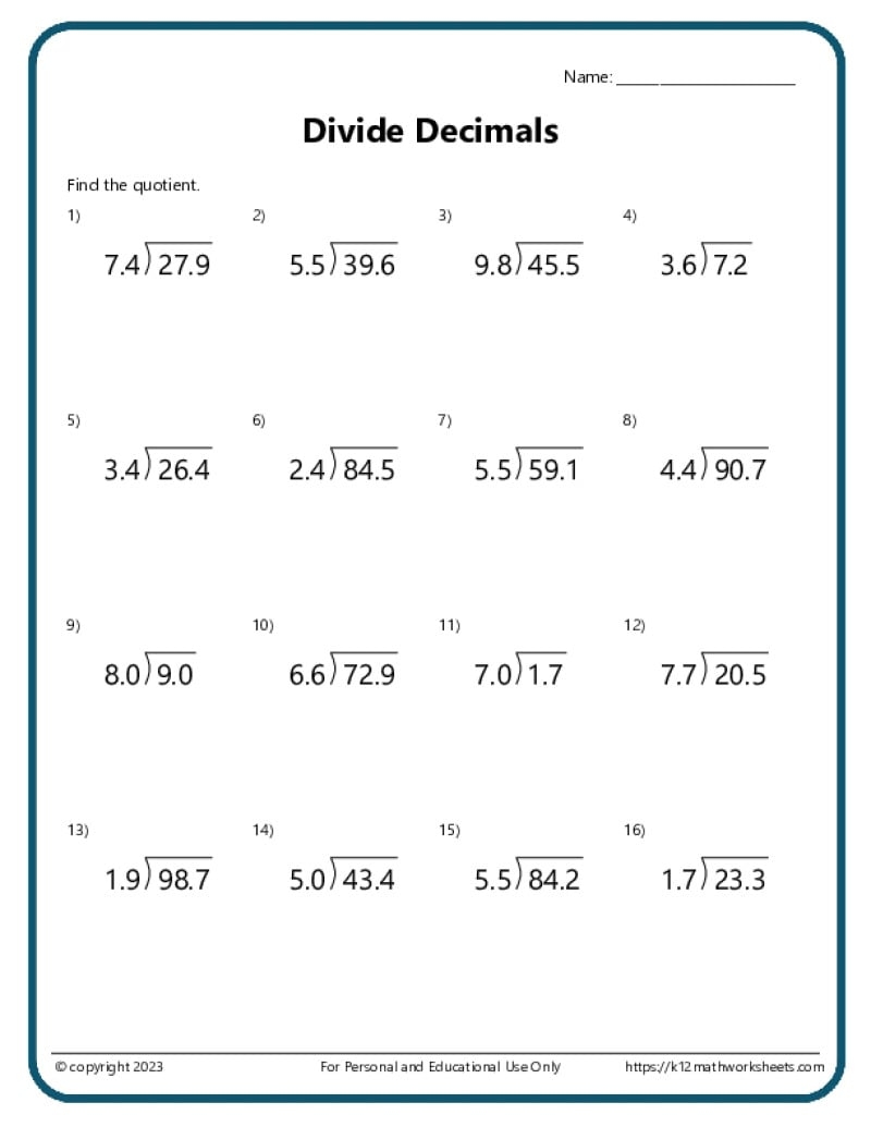 Division With Decimals Worksheets K12 Math Worksheets Division With Decimals Worksheets K12 Math Worksheets