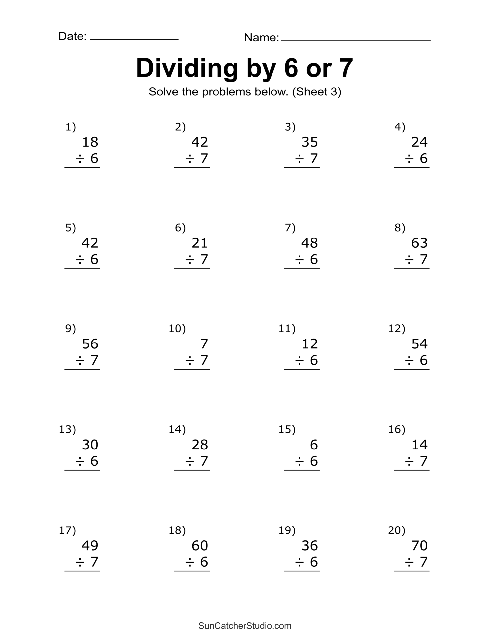 Dividing By 3 Division Exercises Zoonki Worksheets Library