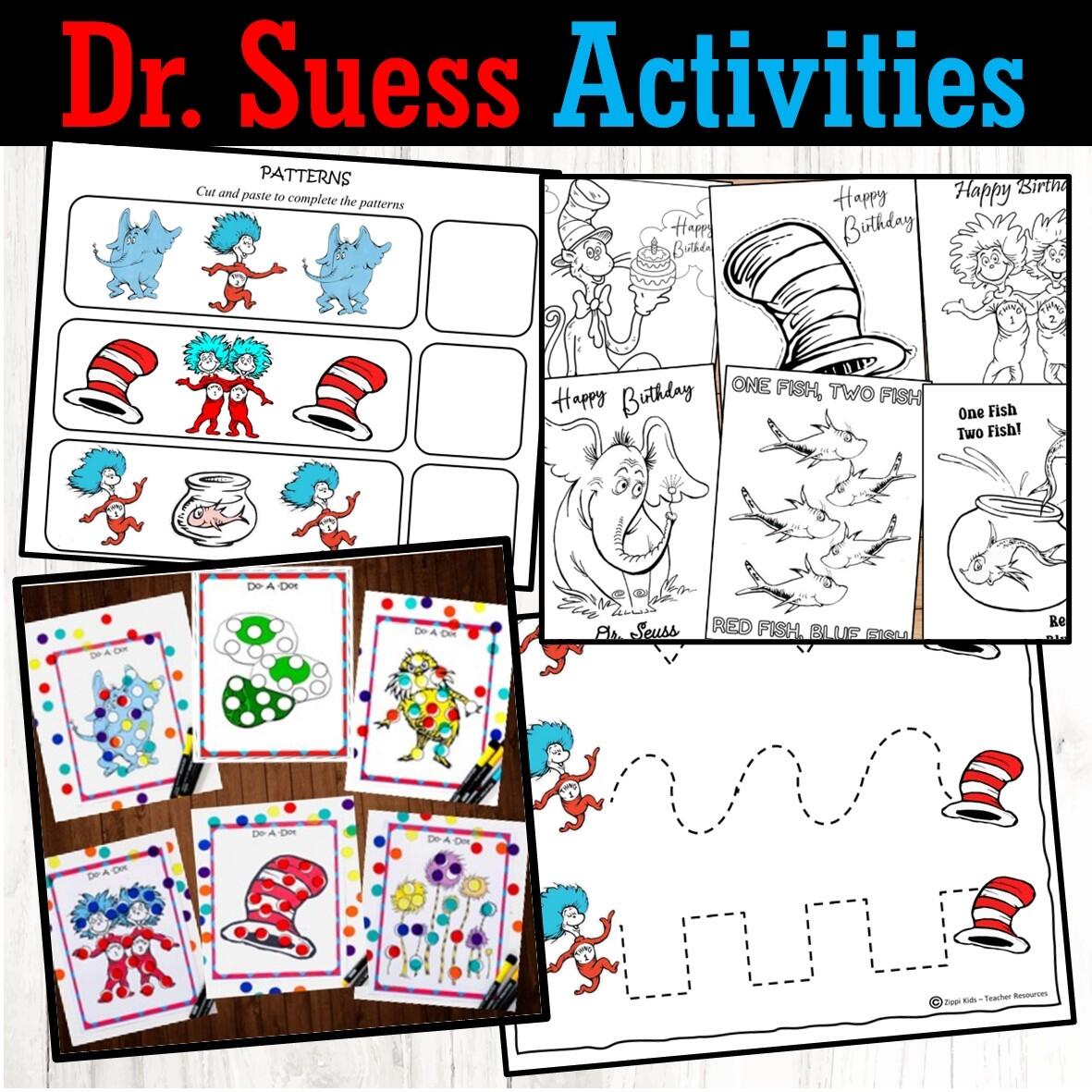 Dr Seuss Tracing Activity For Read Across America Week For Pre k Zippi Kids