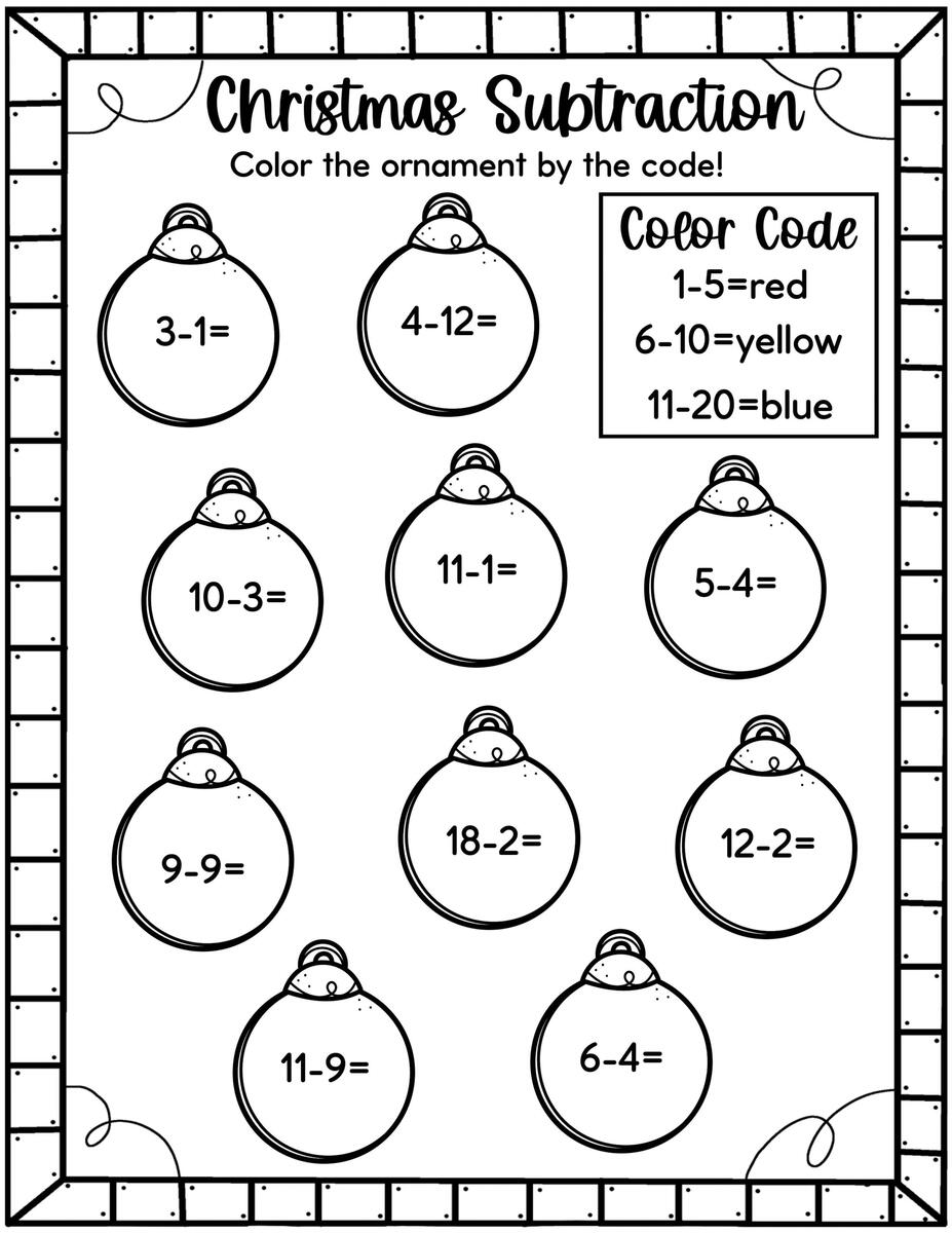 Math Christmas Worksheets PDF Free Download