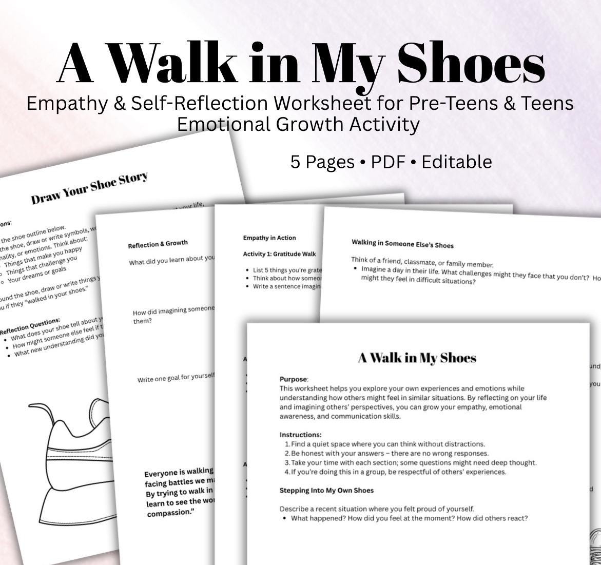 Empathy Worksheet For Teens Self Reflection Emotional Growth PDF Etsy