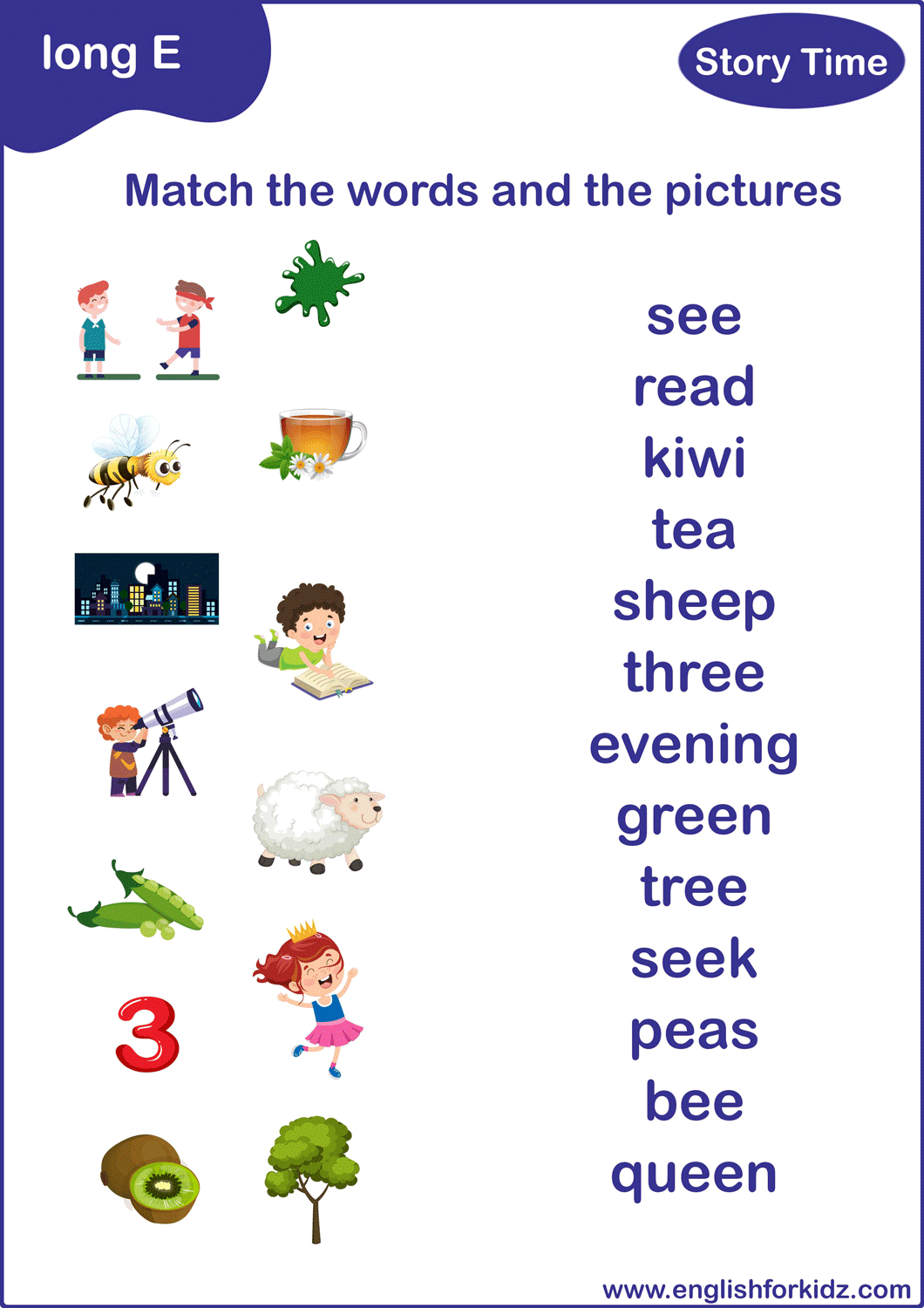English For Kids Step By Step Long E Sound Worksheets Flashcards Posters Reading Comprehension English For Kids Step By Step Long E Sound Worksheets Flashcards Posters Reading Comprehension