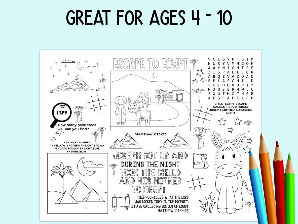 Escape To Egypt Activity Sheet Children S Church Activity Bible Activity Placemat For Sunday School Bible Class And Homeschool Etsy Escape To Egypt Activity Sheet Children S Church Activity Bible Activity Placemat For Sunday School Bible Class And Homeschool Etsy