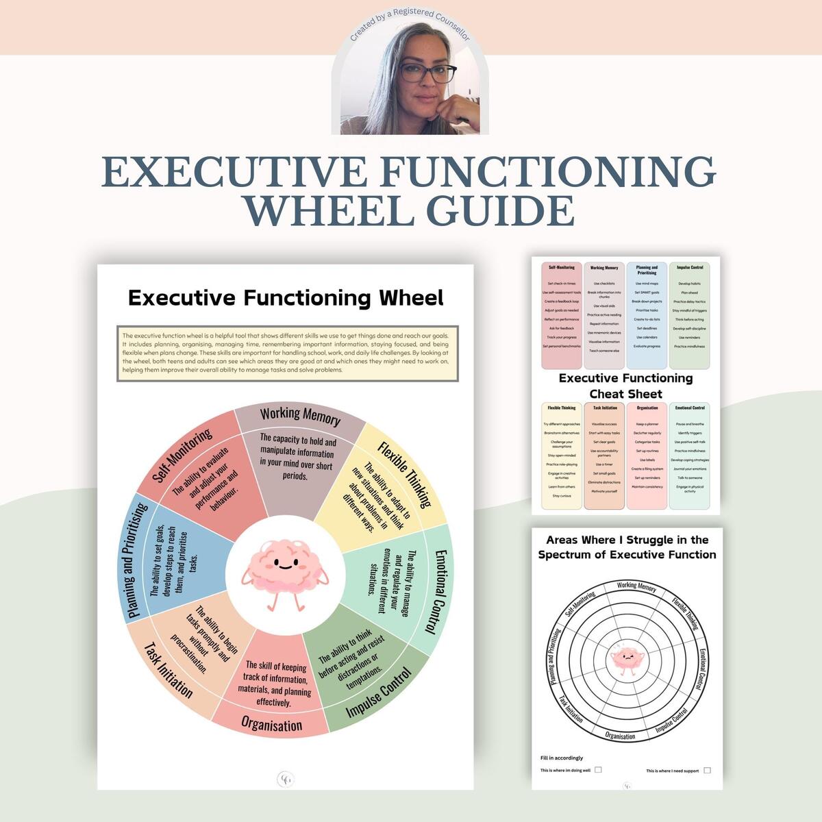 Executive Function Wheel Cheat Sheet For Adults Teens ADHD Worksheets Executive Dysfunction Tools Etsy Finland