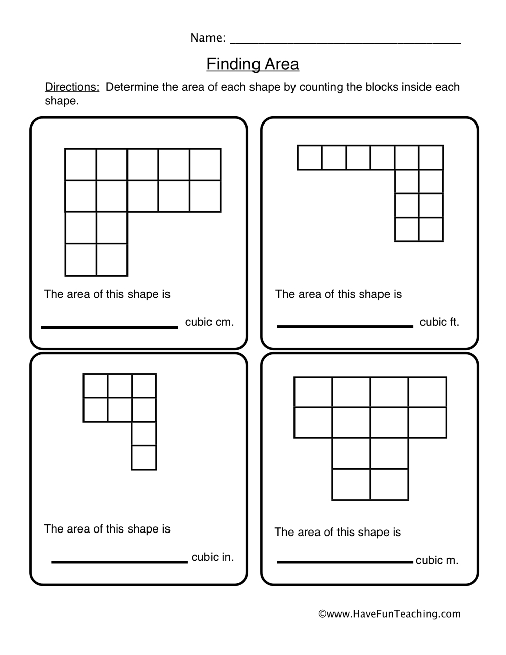 Estimating Area PDF Printable Measurement Worksheets Cazoom Math
