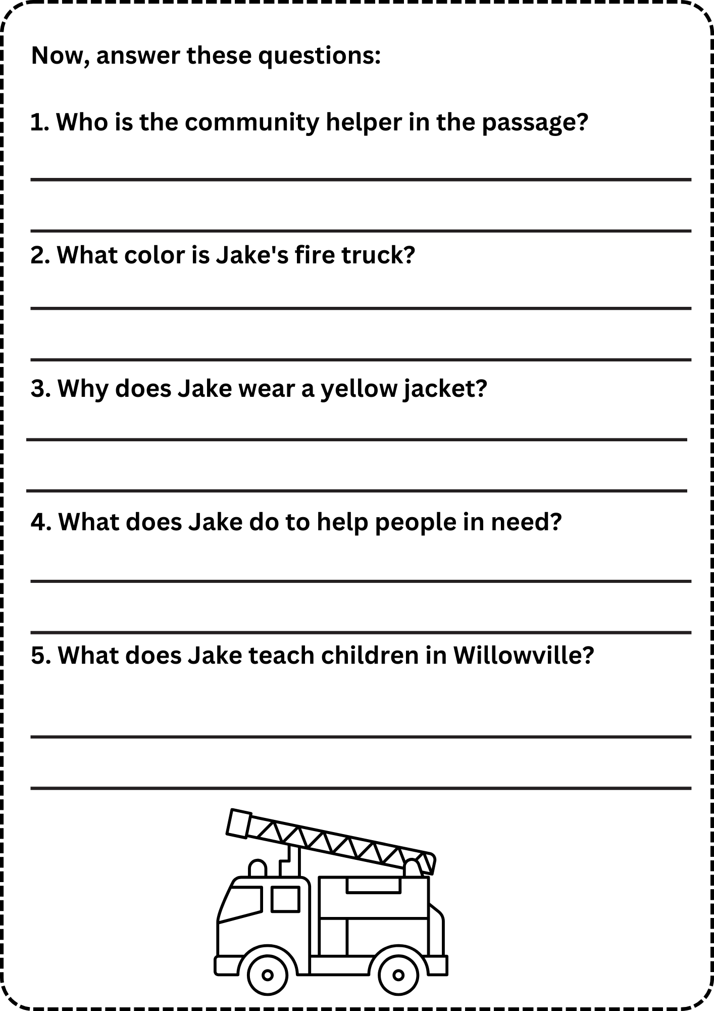Firefighter Reading Comprehension Worksheet Free Firefighter Reading Comprehension Worksheet Free