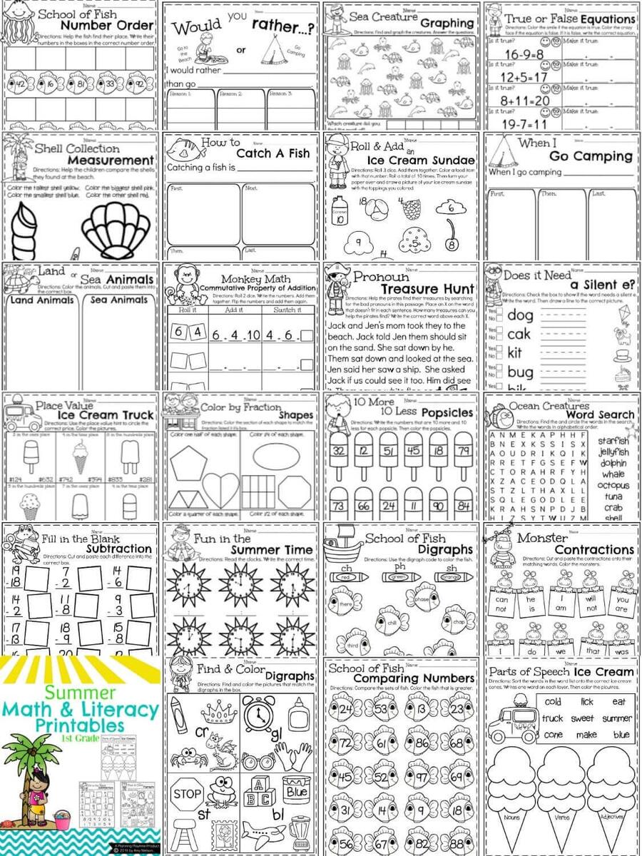 First Grade Summer Worksheets Planning Playtime First Grade Summer Worksheets Planning Playtime