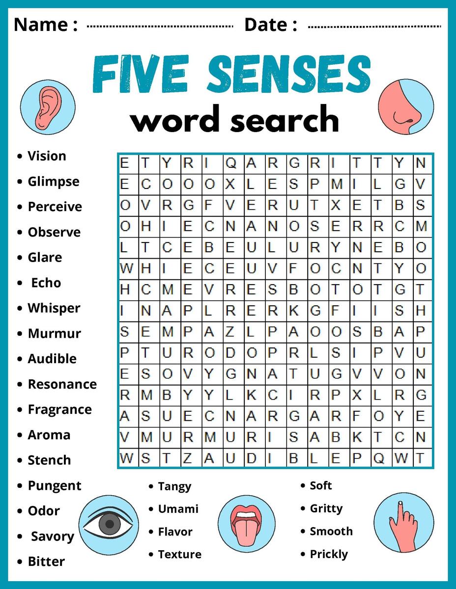 FIVE SENSES Word Search Puzzle Worksheet Activity By Easy Teaching Workshop FIVE SENSES Word Search Puzzle Worksheet Activity By Easy Teaching Workshop