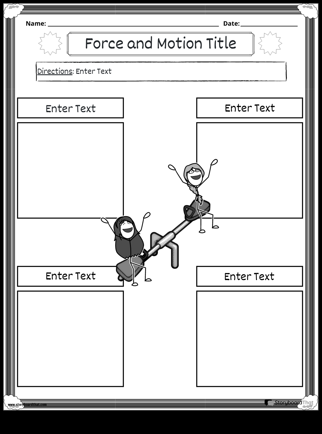 Force And Motion Worksheets Create With Storyboard That