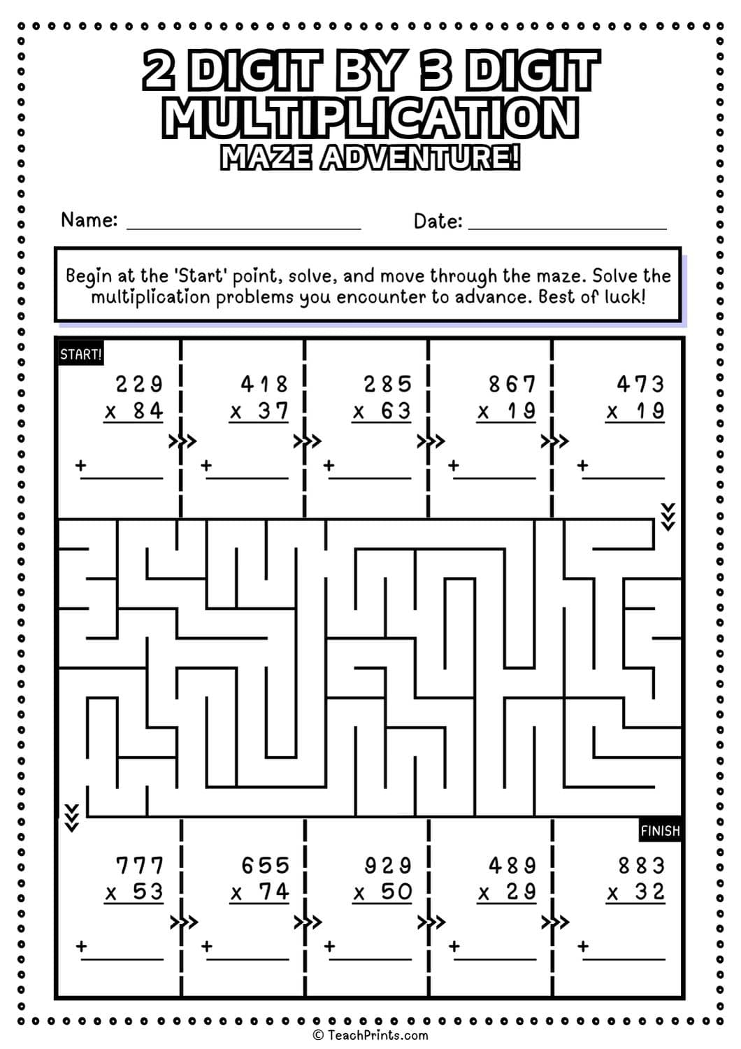 Free 2 Digit By 3 Digit Multiplication Worksheets Teach Prints