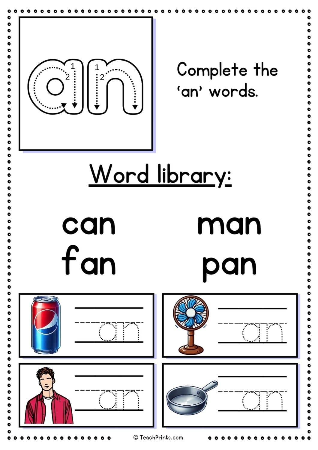 Free An Word Family Worksheets Teach Prints Free An Word Family Worksheets Teach Prints