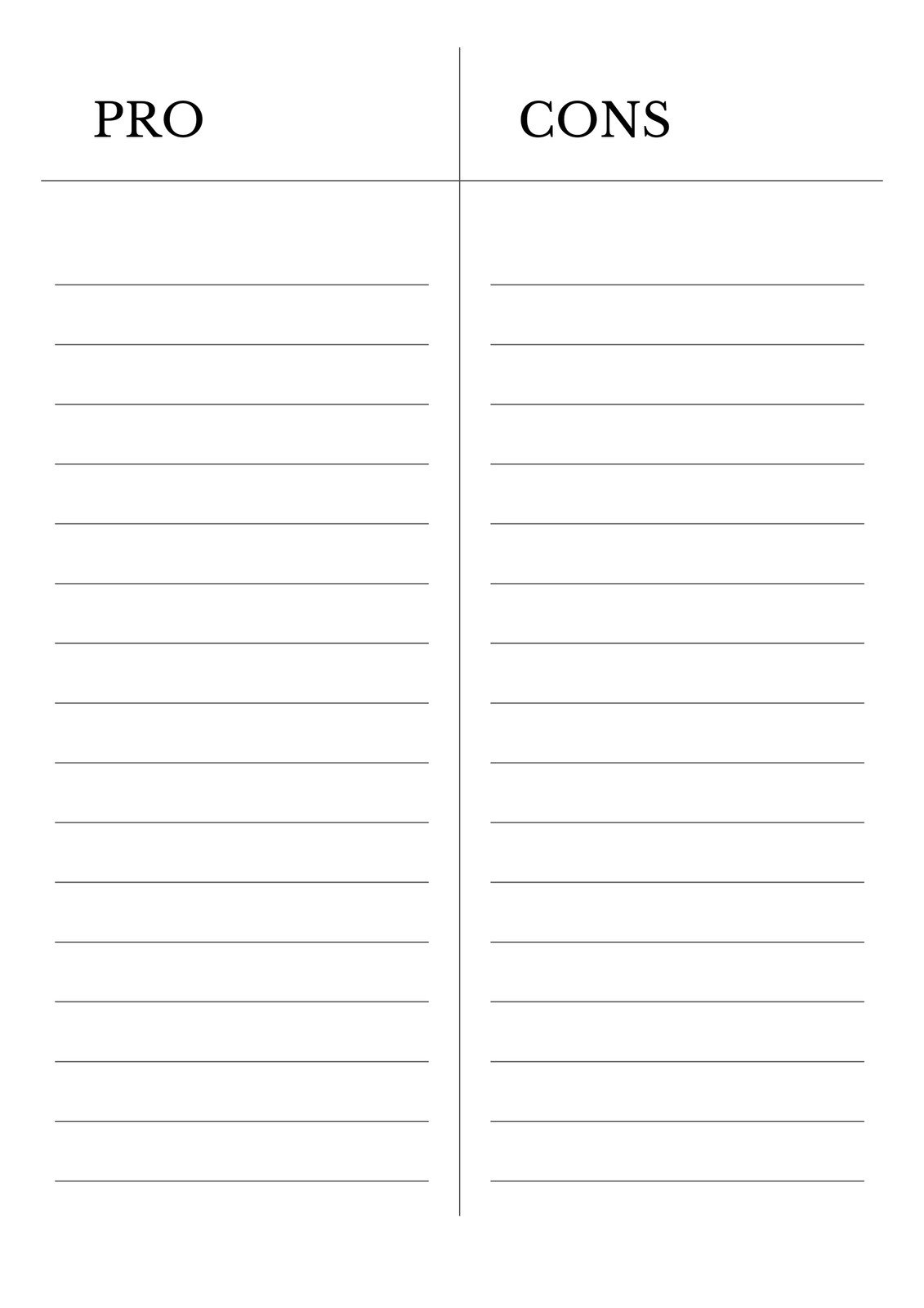 Free And Customizable Pro And Con Templates