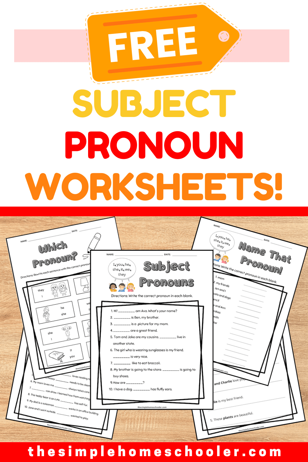 Free And Fun Subject Pronouns Worksheets The Simple Homeschooler