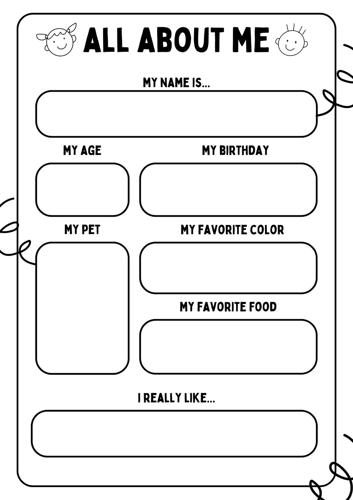Free And Printable All About Me Worksheet Templates Canva All About Me Worksheet Free