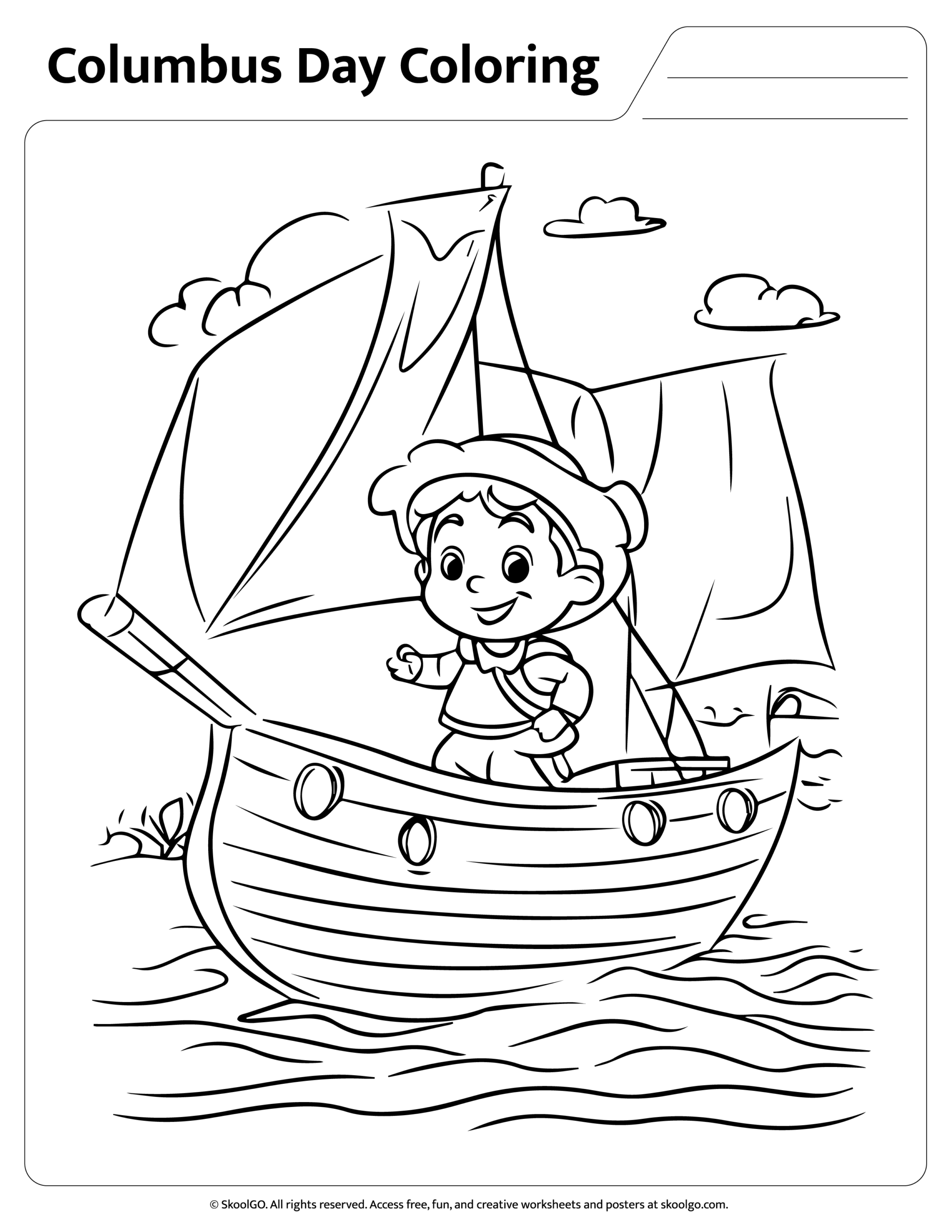 Free Columbus Day Coloring Page For Kids SKOOLGO Happy Columbus Day Coloring Page