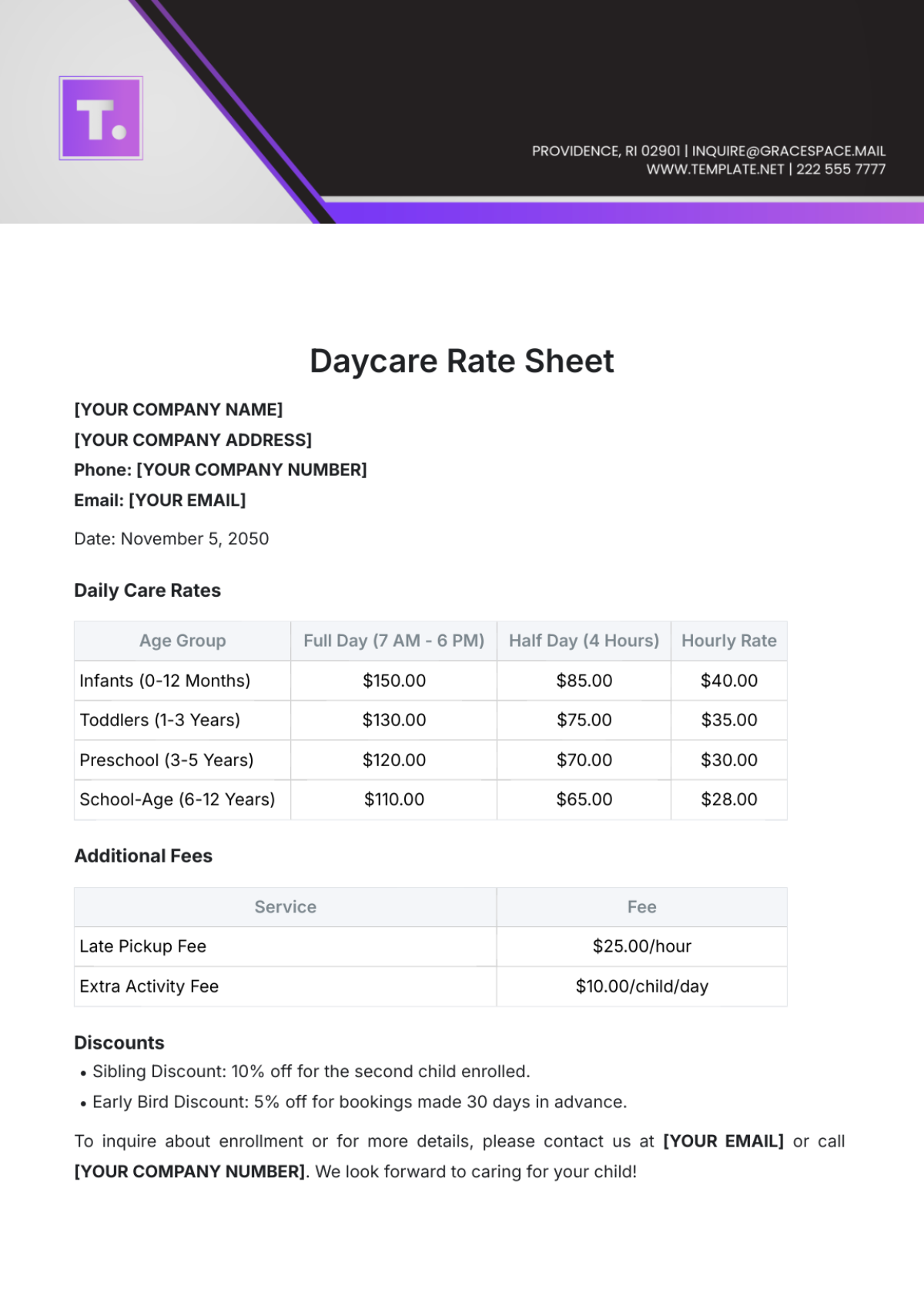 Free Daycare Receipt Templates Editable And Printable